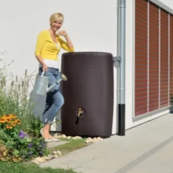 Garantia Regenton Wicker Sunda Donkerbruin 300 Liter -Tuingereedschap 123 3054