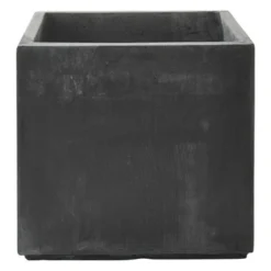 Pot Fiberclay Donkergrijs Streep Vierkant Ø33 H29 Cm