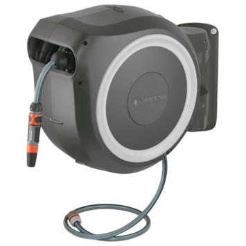 Gardena Wandslangenbox Roll Up 35 Grijs/wit Meter Incl. Tuinspuit 1 Gardena Wandslangenbox Roll Up 35 Grijs/wit Meter Incl. Tuinspuit