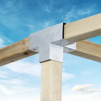 Paalverbinder Voor Pergola T-verbindingsstuk 4-kants 7x7 Cm Gegalvaniseerd 2 Paalverbinder Voor Pergola T-verbindingsstuk 4-kants 7x7 Cm Gegalvaniseerd - Afbeelding 2