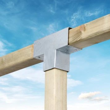 Paalverbinder Voor Pergola T-verbindingsstuk 3-kants 7x7 Cm Gegalvaniseerd 2 Paalverbinder Voor Pergola T-verbindingsstuk 3-kants 7x7 Cm Gegalvaniseerd - Afbeelding 2