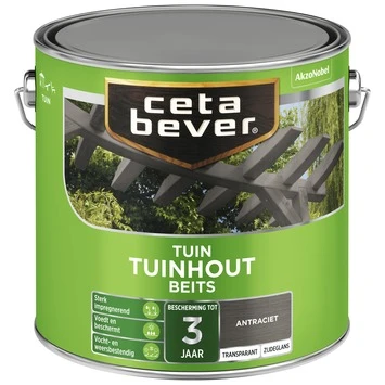 CetaBever Tuinhoutbeits Transparant Antraciet Zijdeglans 2,5 L 2 CetaBever Tuinhoutbeits Transparant Antraciet Zijdeglans 2,5 L - Afbeelding 2